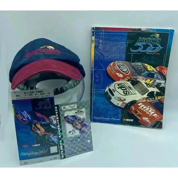 2001 Daytona 500 Super Stretch VIP Ticket Stub Earnhardt Last‎ Race Hat Program - Picture 1 of 16